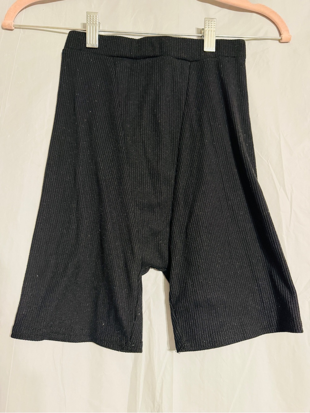 PrettyLittleThing Black Ribbed Biker Shorts Size XS High Waist Stretch